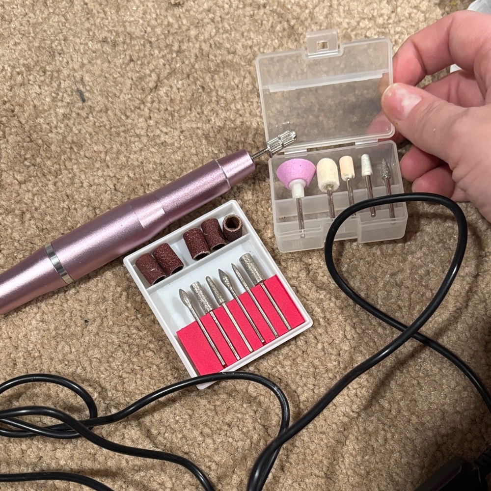 Pink Electric Nail Drill Set W/ attachments